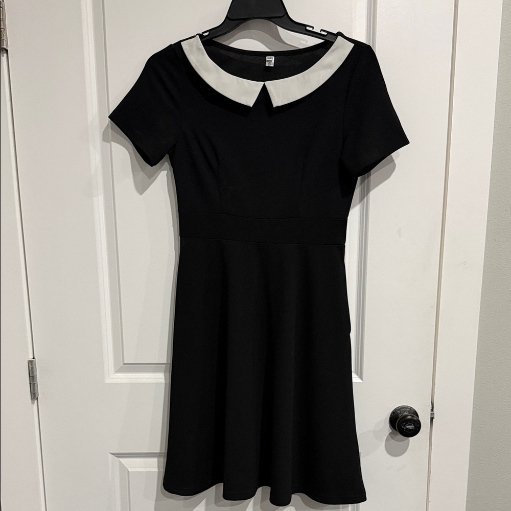 Classic Black Dress with White Peter Pan Collar